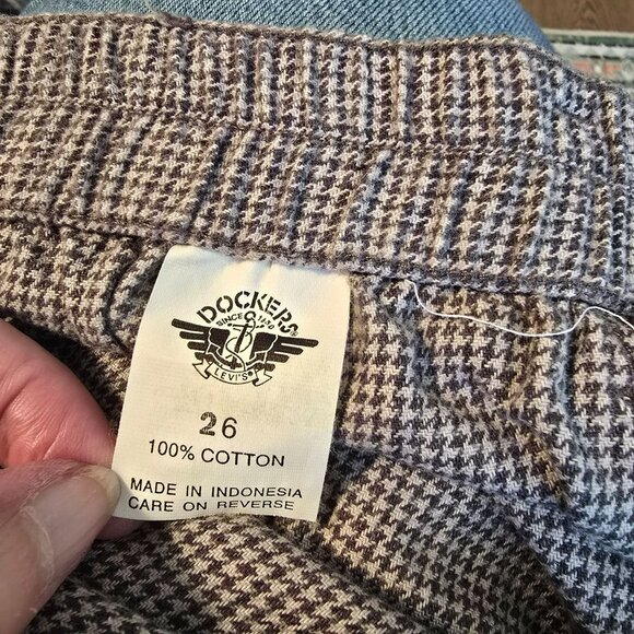 Dockers Womans Pants Plaid Grey Black Houndstooth Pleated Size 26 JJ3855 - Picture 4 of 8